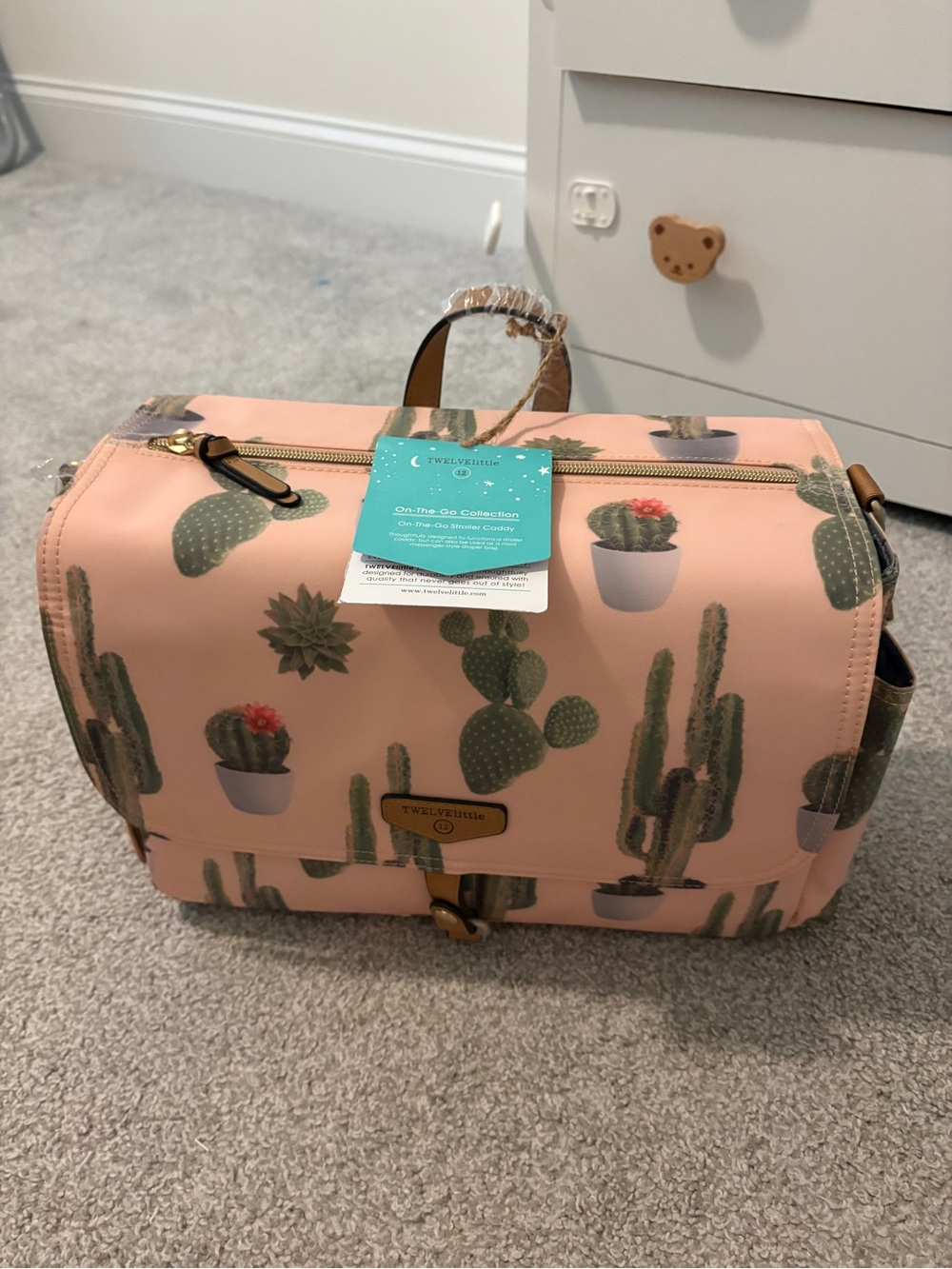 Twelve Little Pink Cactus Print Baby Bag - On-The-Go Collection